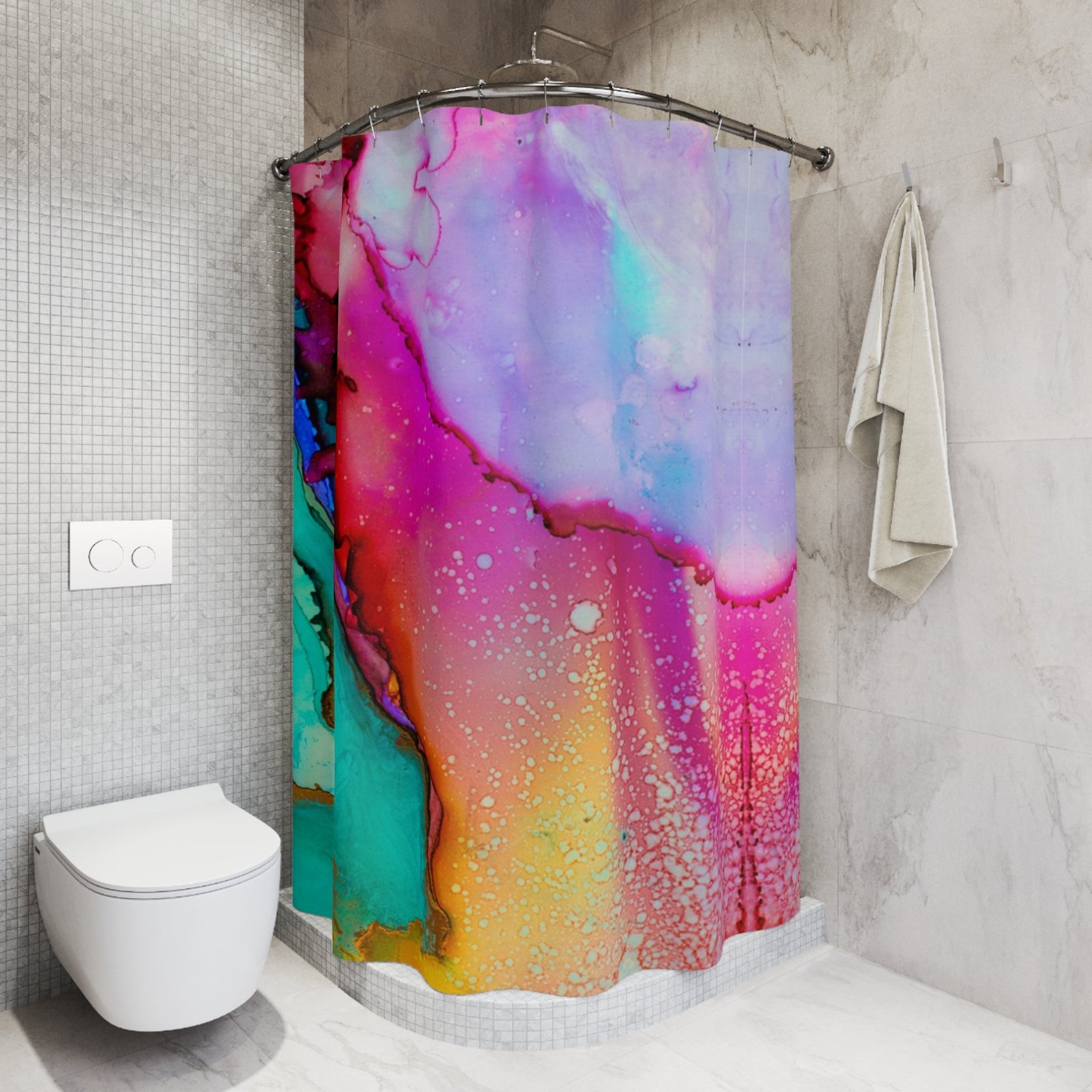 Vibrant Abstract Shower Curtain, Colorful Bathroom Decor, Modern Art Shower Curtain, Gift for Home, Unique Bathroom Accessories - Image 5