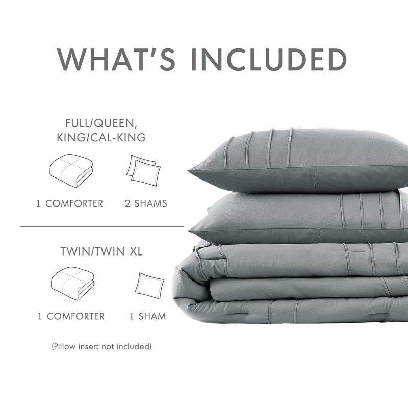 Twin/Twin XL Pleated Pre-Washed Microfiber Comforter Set in Blue Grey - Image 5