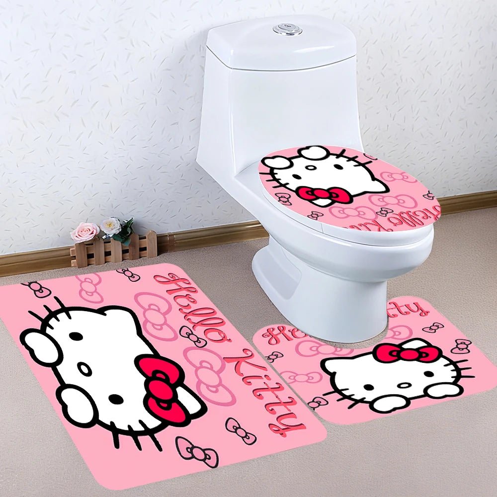 Sanrio Hello Kitty Bathroom Four-Piece Set - Avant-garde Waterproof Shower Curtain, creating a complete bathroom kit - Image 4