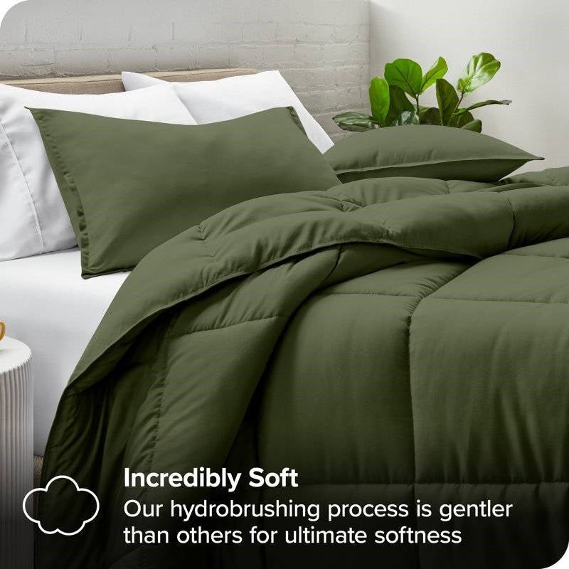 Twin/Twin XL size Super Soft Down Alternative Comforter Set in Olive Green - Image 3